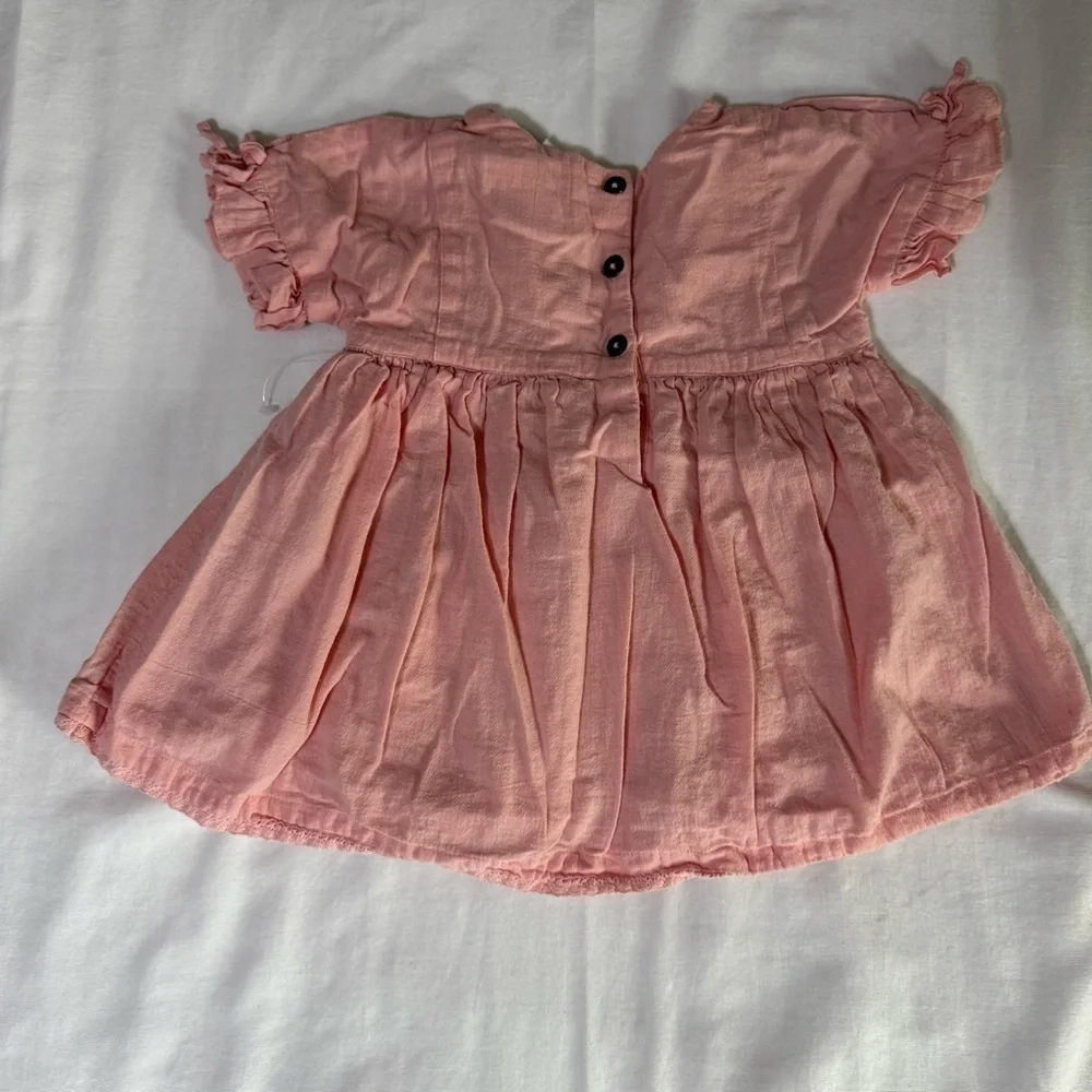 Tommy Bahama Baby Toddler Dress Ruffle Sleeve Embroidered Pink Lined Size 3T